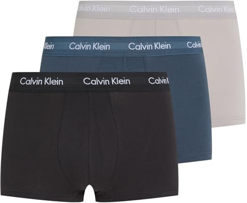 Calvin Klein Boxers Taille Basse Lot de 3 Homme Sous-Vêtement, Multicolore (Black, Hemisphere Blue, Ash), XS