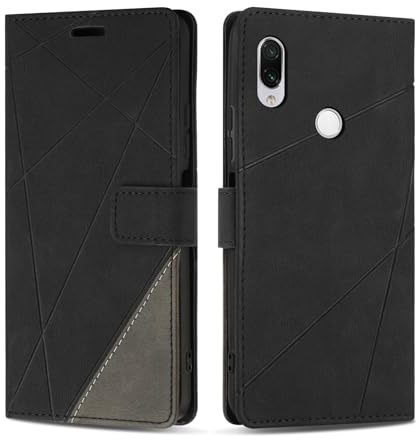 SONWO Coque pour Redmi Note 7 / Redmi Note 7 Pro, Protection Housse Etui en Cuir PU Portefeuille avec Emplacements Cartes et Fonction Support pour Redmi Note 7 / Redmi Note 7 Pro, Noir