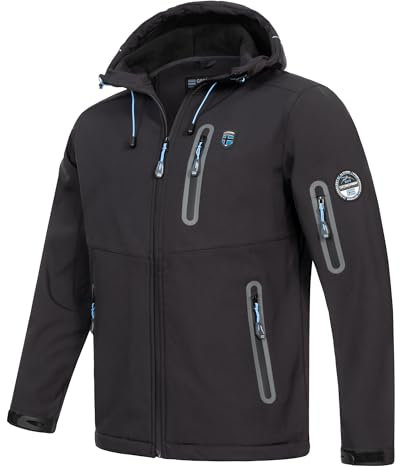 Geographical Norway Herbst Frühlings Jacke Softshell Jacke Windbreaker Übergangs Regen, Farbe:Dunkel grau, Größe:M