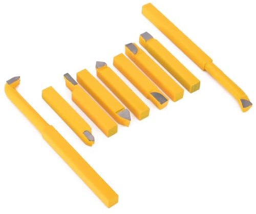 9Pcs Lathe Turning Milling Cutting Tool, 8 x 8mm Carbide Tipped Cutter Tool Welding Type Lathe Chisel Bit Set