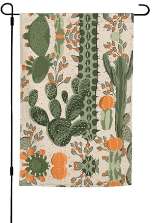 Grüne Kaktus-Gartenflaggen für draußen – kleine Gartenflaggen – charmante Willkommensgartenflagge, Outdoor-Gartenflagge, 30,5 x 45,7 cm, doppelseitig