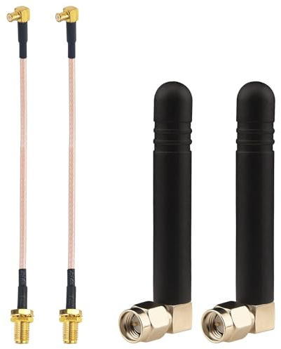 YILIANDUO ADS-B 1090MHz Antenne 3 dBi SMA Antenne 90 Grad SMA Stecker Mini WiFi Antenne Gummiantenne + SMA Buchse zu MCX Stecker Pigtail Kabel 15CM für Software Defined Radios (SDRs) Packung mit 2