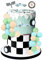 Cheereveal Race Car Birthday Cake Decorations for Boys - Racing Car Wheel Checkered Flag Ball Cake Toppers for Dessert, Vintage Race Car Theme Birthday Baby Shower Party Supplies