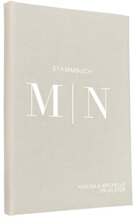 Hochzeitideal Stammbuch der Familie 'Luna' Nr. 310 inkl. Personalisierung (Creme, A4 mit 4-Fach Ringmechanik)