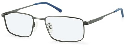 Hero Brille mit Sehstärke für Herren optional mit Sonnenbrillentönung oder Blaulichtfilter, Rechteckig, gefertigt aus Metall (inklusive Brillenetui)