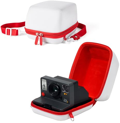MUZIRI KINOKOO Case for Fuji Originals Now/Now + Plus/One Step 2/ One Step + Plus Instant Camera - Hard Eva Carrying Protective Case for Fuji Now Plus with Shoulder Strap-White