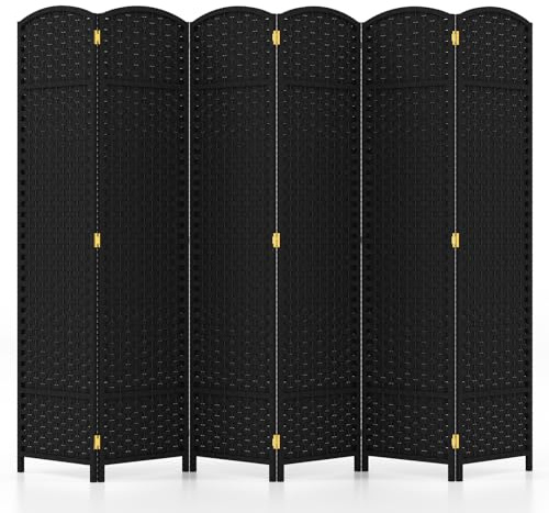 LIFEZEAL Paravent 6 Teilig, Raumteiler Faltbar 240 x 170 cm, Room Divider mit Rahmen aus Massivholz & Stoff, Raumtrenner für den Innenbereich