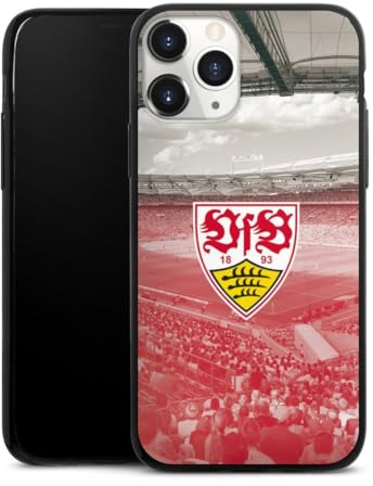 Slim Case extra dünn kompatibel mit Apple iPhone 11 Pro Silikon Handyhülle schwarz Hülle VfB Stuttgart Stadion Offizielles Lizenzprodukt