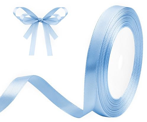 Geschenkband Hellblau 10mm x 23m Satinband Hellblau Schleifenband Geschenkband Satinbänder für Geschenkverpackungen, Basteln, DIY, Nähen, Brautparty-Dekoration, Christbaumschmuck