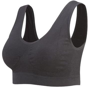 Lemef 2-Pack Seamless Sports Bra Wirefree Yoga Bra with Removable Pads for Women (3X-Large, 1*Black)