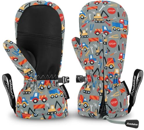 Andake Kinderhandschuhe,Warme Winterhandschuhe Wasserdicht Winddicht Handschuhe für Skifahren, Spielen, Outdoor-Aktivitäten, Jungen und Mädchen (Spielzeug-kurz,XS(ca.5-8 Jahre)