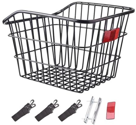 kowaku Fahrradkorb hinten, Fahrradgepäckträger, Iro, eleganter Fahrradgepäckträgerkorb, Fahrradaufbewahrungskorb für den Transport von Haustieren, Faltrad, Schwarz, ohne Deckel