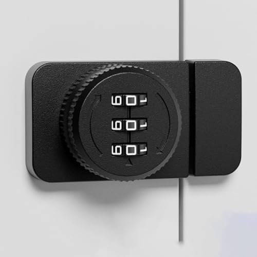 BBTISG Cerradura de Contraseña sin Llave para Instalación sin Taladrar, Cerradura de Código Mecánico de 3 Dígitos Cerradura de Puerta Digital con Botón Pulsador (Negro)