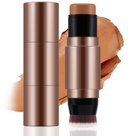 Apooliy 2 in 1 Contour und Concealer Stick mit Pinsel,Creme-Bronzer-Stift,Wasserfester Gesichts-Makeup-Stick,Volle Deckkraft,Lang anhaltend