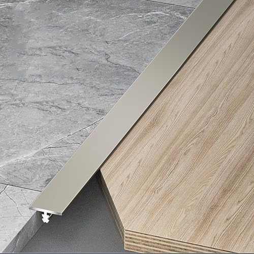 Raouoae Übergangsprofil T-Profil Ausgleichsprofil Aluminium Eloxiert Übergangsschiene 3 Stück 100cm Flach Ausgleichsprofil Abschlussleiste Für Fliesen Laminat/Parkett(High-End-Grau,Breite: 6mm)