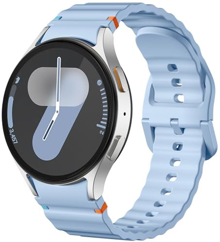 Dirrelo Kompatibel mit Samsung Galaxy Watch 7 6 5 4 FE Armband 40mm 44mm, Keine Lücke Weich Silikon Sport Ersatz Band for Galaxy Watch 5 Pro Armband/6 4 Classic,GletscherBlau
