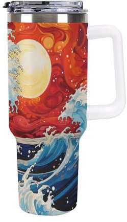 Japanese Style Onde Termo Para Café Con Diseño Compacto - Mantiene La TempeRattoura Por Horas - Taza Termica Con Cierre Hermético 40oz