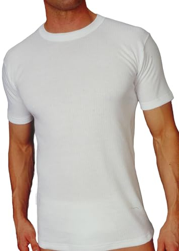 A2Z Mens Ribbed Thermal Short Sleeve Crew Neck Base Layer Shirt Sizes M-XXL | Soft Ribbed Cotton Blend Thermal Top for Warm Breathable Winter Base Layers