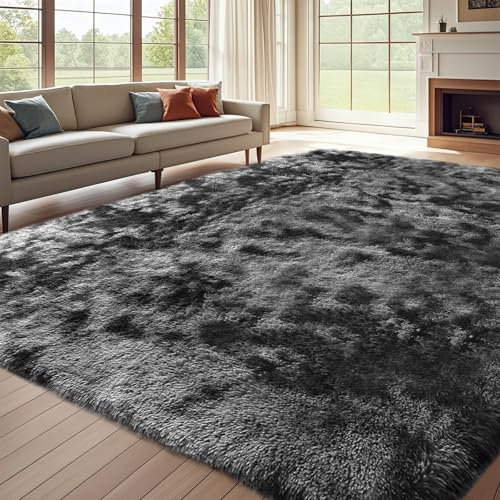 ZRSDIXKI Teppich Grau Teppich Wohnzimmer 200x300CM Hochflor teppiche Wohnzimmer Waschbar Anti-Rutsch Extra Große Carpet die für Schlafzimmer, Studentenwohnheime, Kinderzimmer, Büros