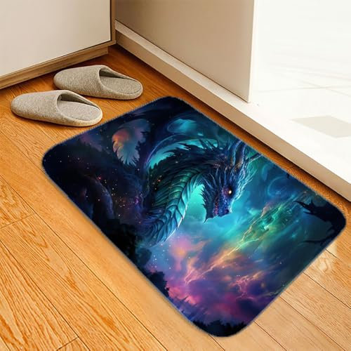 GH furniture Blue Ancient Dragon Print Area Rug for Bedroom, Cool Anime Gaming Non-shedding Carpets, Machine Washable Soft Comfortable for Kids Living Room Under the Sofa Study-50 x 80cm