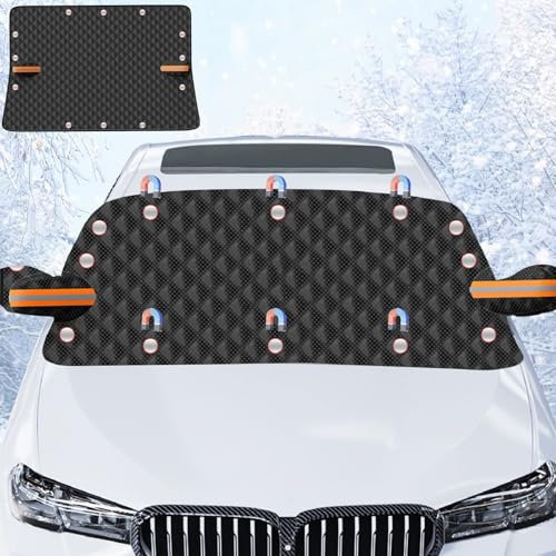 Frontscheibenabdeckung Auto,Abdeckung Windschutzscheibe Winter mit 12 Magnet Fixierung,Faltbare Windschutzscheibenabdeckung,Autoabdeckung Winter Autoscheibenabdeckung für Gegen,Schnee,EIS,Frost,UV