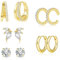 5Paar Ohrringe Gold Set Damen, ALEXCRAFT Multipack Ohrringe Vergoldet Silber 925 Creolen Doppel Kleine Ohrstecker mit Zirkonia Stein Glitzer Stapelbar Wasserfest Gold für Mehrere Piercing
