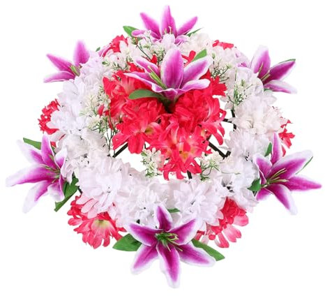 Amosfun Künstlicher Kranz Blumenkranz Trauerblumen Zarter Opferkranz -Term Use