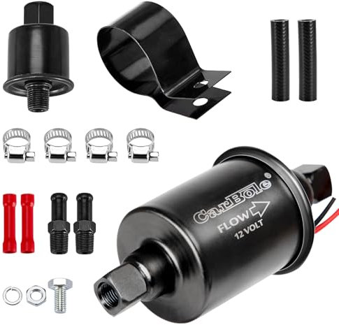 CarBole Pompa Carburante Elettrica 2-3.5PSI,HEP-02A,12V,Con Kit di Installazione e Filtro del Carburante,Adatto per la maggior parte delle automobili e dei carburatori,Adatta per Diesel e Benzina