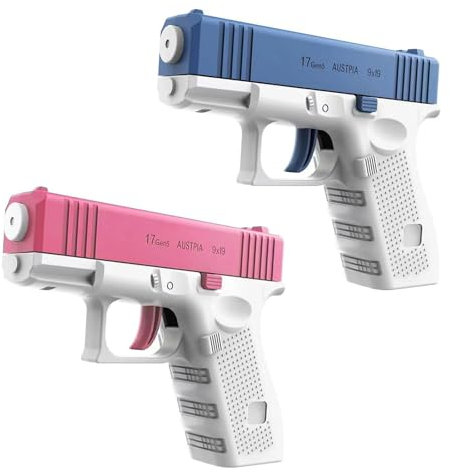 2 Stück Wasserpistole Klein Wasserpistole für Kinder Mini Wasserpistole mit Großer Reichweite, Wasser Spritzpistole Kunststoff Wasserpistole Spielzeug für Schwimmbad Strand Outdoor(Rosa+Blau)