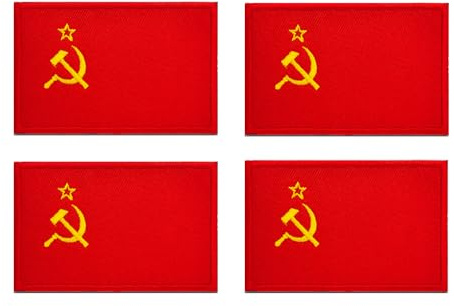4 Stück Sowjetunion USSR Flagge Taktische Patch Nationales Emblem Stickerei Aufnähen Iron on Sew on Patch Applikationen Mützen,Jeans,Hosen,Biker,Rucksack,Uniformen,Hemden,DIY-Zubehör,Jacken