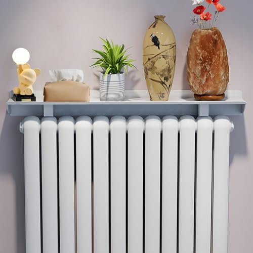 Over Radiator Shelf No Drilling - Aluminum Alloy White Floating Radiator Shelves Anti-Smoke Dust-Proof Design - Radiator Cover with Easy to Fit Bracket Load 88lb,90cm(35.4in)