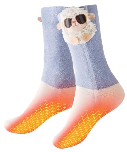 Beheizbare Socken Damen – Niedliche Elektrische Beheizte Socken mit Verbesserter Heiztechnologie und 4000mAh Akku, 3 Heizstufen für Zuhause, Entspannung & Alltag (Nicht für Skisport)