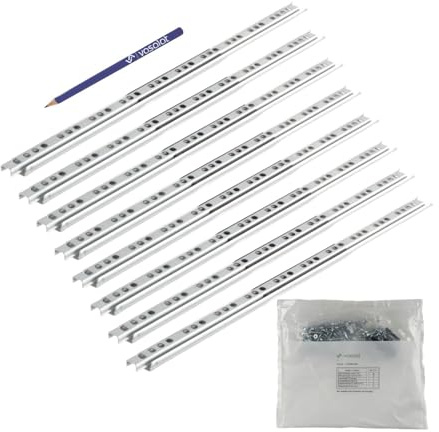 vasalat Kugelauszug Schubladenschienen 310 mm 17 mm Nut - Teilauszug Schienen für Schubladen, Schubladenauszüge für die Seitenmontage, Stahl verzinkt 8 Stück