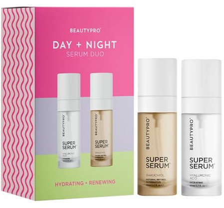 BEAUTYPRO DAY & NIGHT SERUM DUO 2-in-1 Hyaluronic Acid & Backuchiol 24 Hour Care Hydrate & Renew Skin Natural Vegan Korean Skincare 100% Water Free Vegan Skincare Multi Award Winning Brand