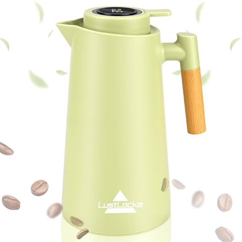LustLocke Thermoskanne 1L, Isolierkanne mit Temperaturanzeige, gut abgedichtet Kaffeekanne (kein Leck, kein Tropfen), für Kaffee, Tee und Milch
