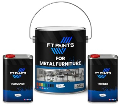 FabioT. FT Paints 3.0L Kit 2K Anti-Rust Metal Paint with Hardener E9005 For Metal Furniture- RAL 7035-Light Grey