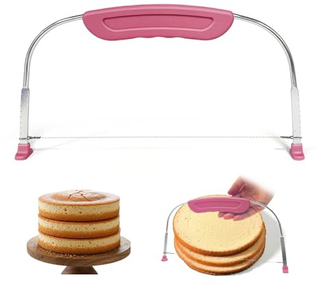 HMCEY Taglia Torta Filo,Taglia Torta A Strati Regolabile con Manico,Cake Cutter,Tagliatorte in Acciaio Inossidabile,Archetto Taglie Torte Taglierina Affettatrice per Strati Uniform Pane, Impasto