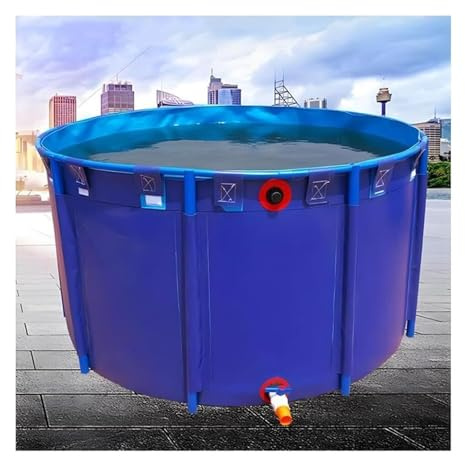 Bassin à Poissons Pliable d'intérieur, Support d'étang à Poissons en Toile Pliable for Piscine Hors Sol Ronde(1.2x1m)