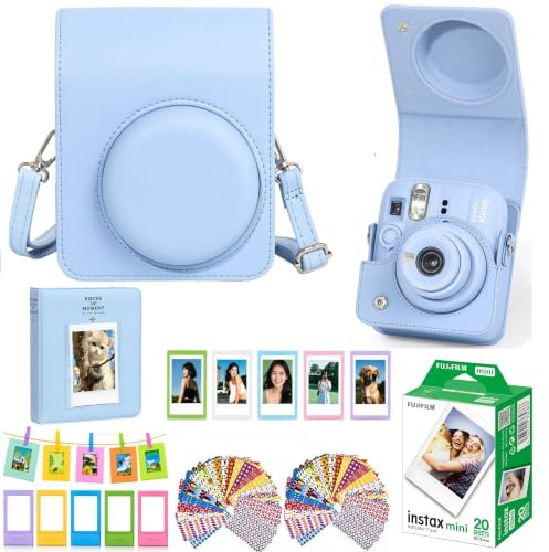 Kit de cámara instantánea Mini 13 Premium para Fuji Instax Mini 13 azul escarchado, incluye funda azul Mini 13, mini película de 20 tomas, mini álbum de fotos y kit completo de accesorios de