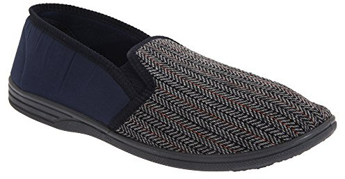 Zedzzz Mens Charles Herringbone Felt Gusset Slippers