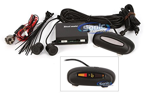 STEELMATE 2-sensor rear parking assist system with rear mounted digital LED display.