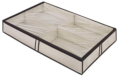 Whitmor 4 Section Underbed Boot Bag, White, Black