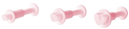 Zenker 43073 Set de 3 emporte-pièces cœur à pâte à sucre, emporte-pièce cœur, emporte-pièce poussoir, Plastique, Rose, de 1,5 à 2,1 cm