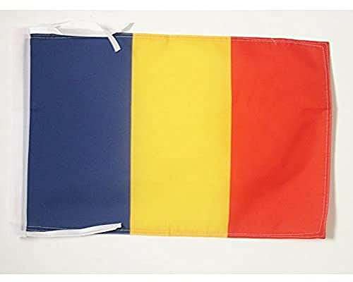 BANDERA de RUMANIA 45x30cm - BANDERINA RUMANA 30 x 45 cm cordeles - AZ FLAG