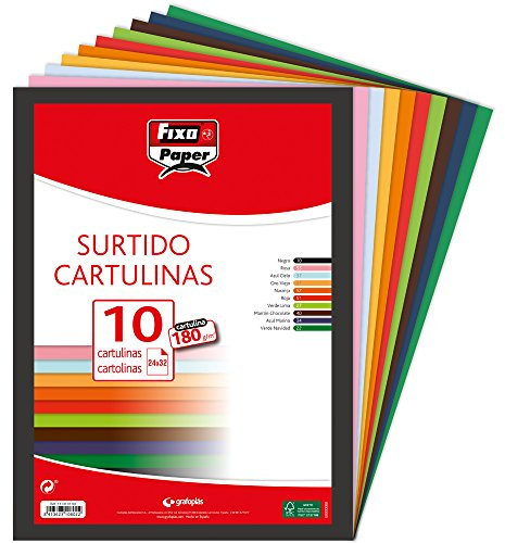 Fixo Paper 11080199 – Pack de 10 cartulinas surtidas, tamaño 32x24 cm, 180g/m²
