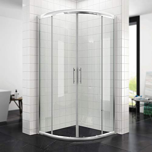 SONNI Duschkabine 80 x 80 Eckeinstieg,Runddusche mit Rahmen Nano Glas zur leichten Reinigung,Duschabtrennung Duschtür, Höhe 195cm