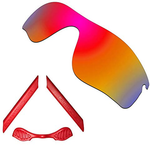 HKUCO For Oakley Radarlock Path Red Polarized Replacement Lenses And Red Earsocks Rubber Kit
