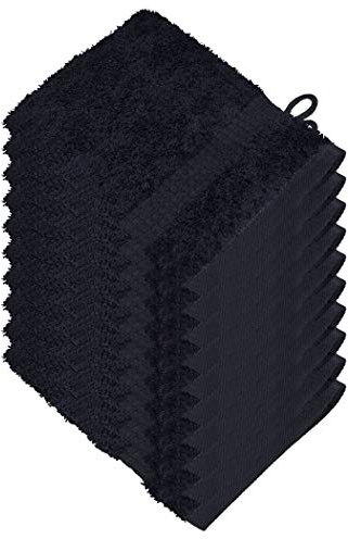 Miamar Lot de 10 Gant de Toilette 15 x 21 cm Absorbant Doux en 15 Couleurs Disponibles 500g/m² 100% Coton Öko-Tex Noir