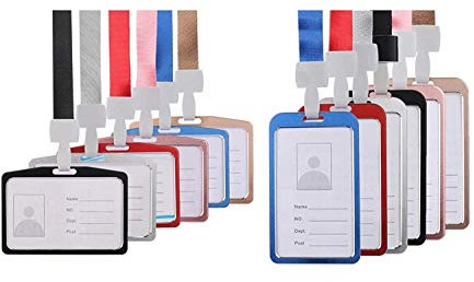 Waizmann.IDeaS Premium Ausweisset - Lanyard 15mm Schlüsselband Umhängeband + Ausweishülle VERTIKAL ALUMINIUM Kartenhülle Kartenhalter Schutzhülle