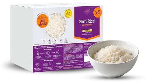 Eat Water Slim Rice Ready to Eat Konjac Rice – Low Calorie, Low Carb, Fat Free, Gluten Free & Vegan Friendly Rice Alternative | Zero Fat, High Fibre, Quick Easy Meal 200g (Pack of 5)